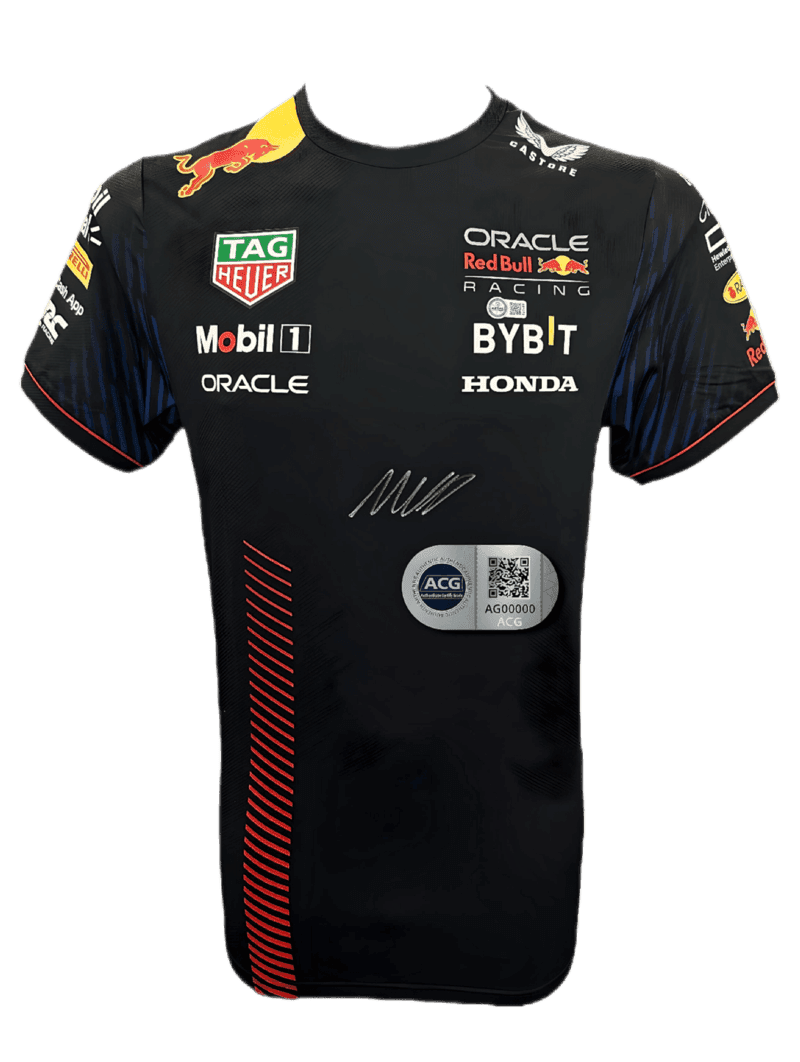 Image of a racing driver signed shirt